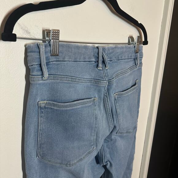 Good American Women's Good Leg Light Wash Skinny Jeans Raw Hem Size 6 28 - Picture 8 of 13